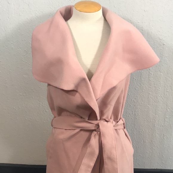 Missquided Mauve Pink Sleeveless Tie Front Duster with Pockets size 10